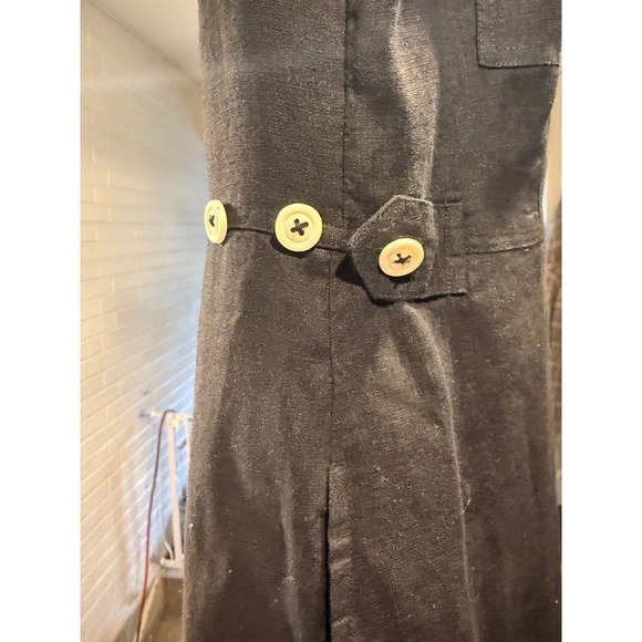 Free People Black Linen Blend Mini Dress Button Front Shirt‎ Dress XS - Picture 2 of 5